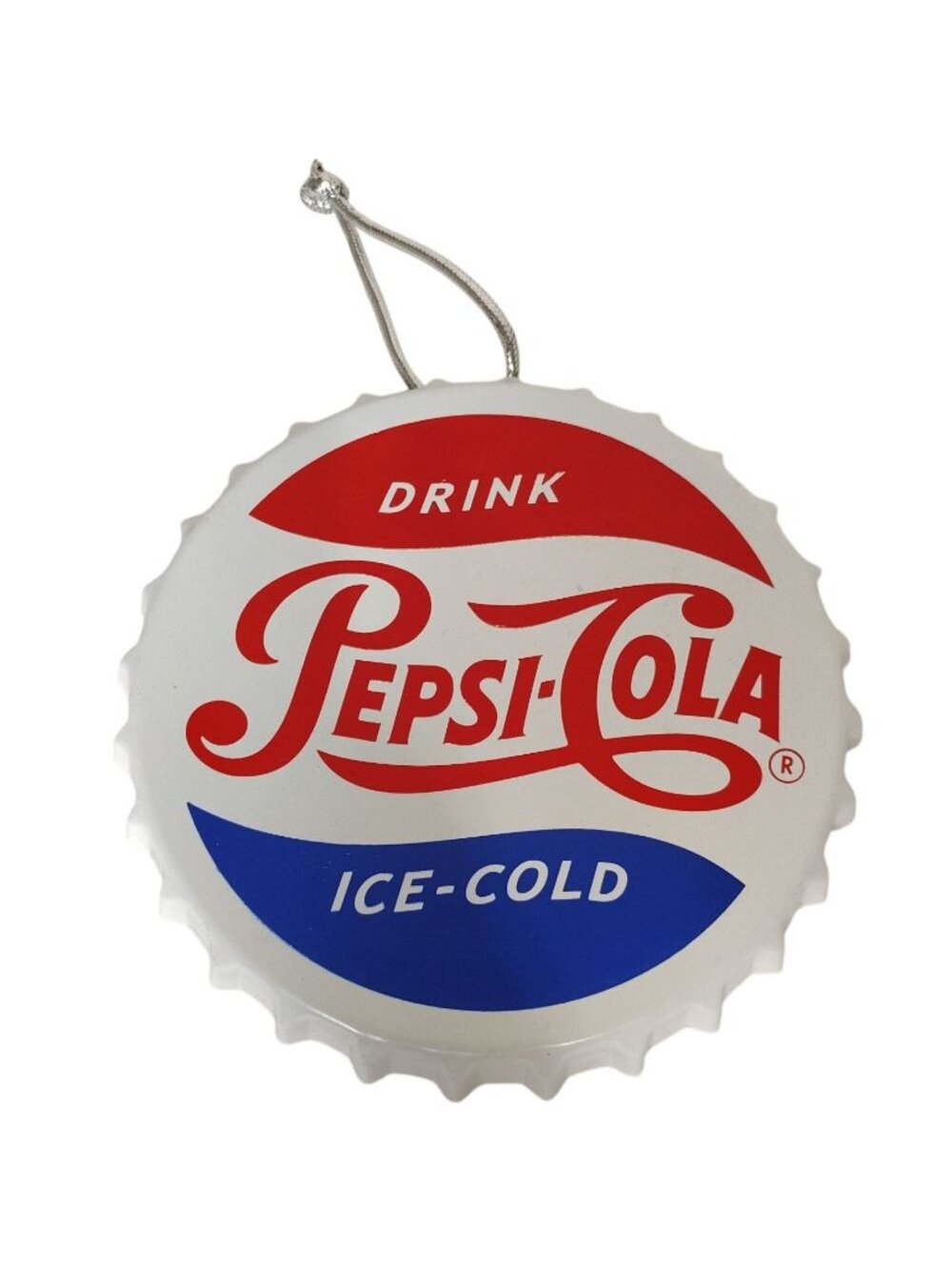 Ruz Pepsi-Cola Bottle Cap 5 Inch Novelty Christmas Ornament Metal Retro Design